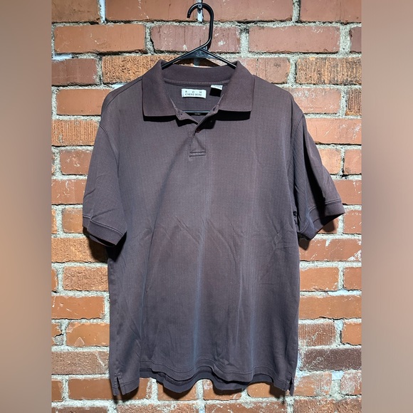 CHERESKIN short sleeve rayon x linen shirt, men's size L linen black type Vintage Second Hand